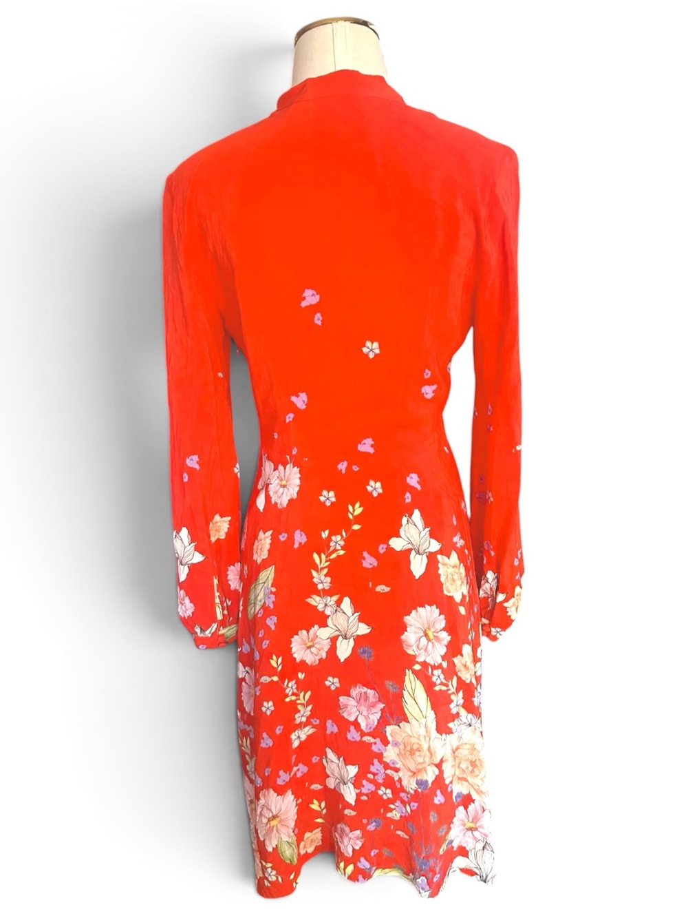 Anthropologie Moulinette Soeurs 100% Silk Floral Tie Neck Midi Dress Sz 6 - Picture 6 of 9